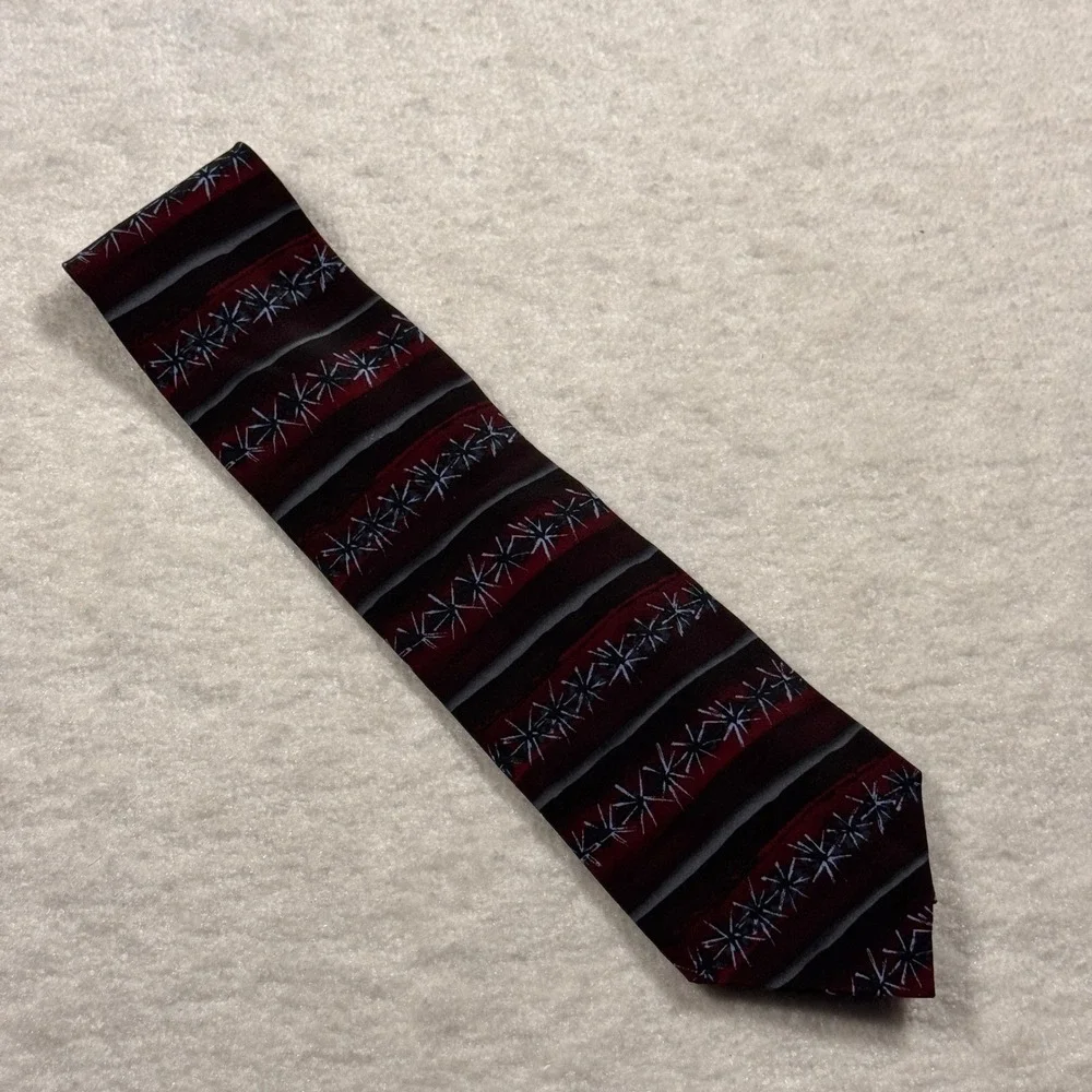 The Nature Conservancy‎ Cactus Silk Tie Mens Burgundy Gray Patterned Necktie